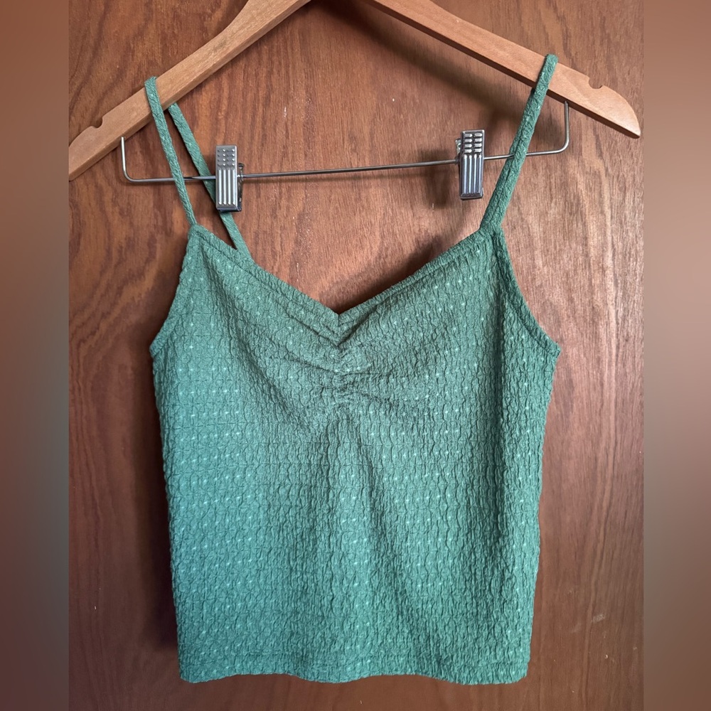 Madewell Green Ruched Fitted Camisole
